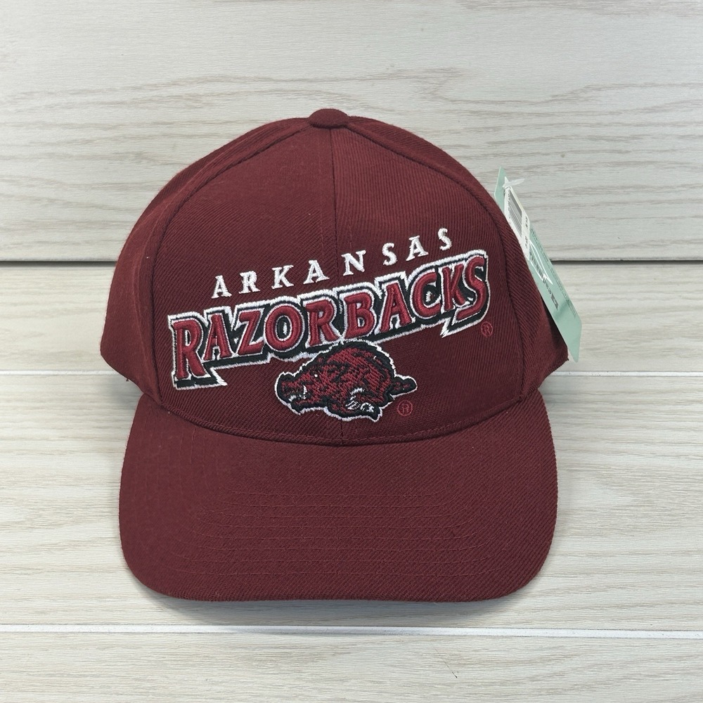 Vintage Arkansas Razorbacks Hat Snap Back Red Wool Football Captains Collection